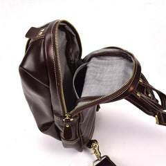 Leather Mens Cool Sling Bag Crossbody Bag Chest Bag for men