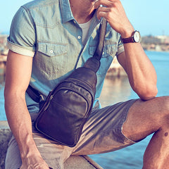 Leather Mens Cool Sling Bag Crossbody Bag Chest Bag for men - imessengerbags