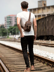 Leather Mens Cool Sling Bag Crossbody Bag Chest Bag for men - imessengerbags