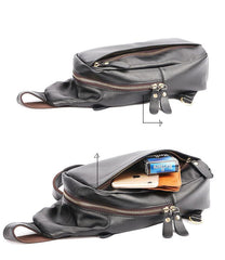 Leather Mens Cool Sling Bag Crossbody Bag Chest Bag for men