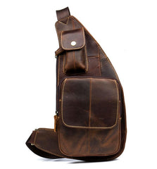 Leather Mens Cool Sling Bag Crossbody Bag Chest Bag for men