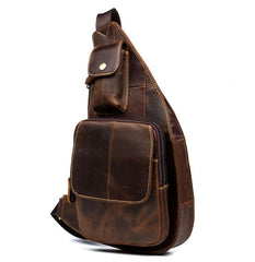 Leather Mens Cool Sling Bag Crossbody Bag Chest Bag for men