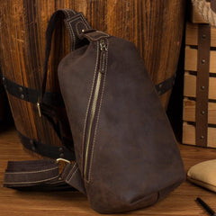Leather Mens Cool Sling Bag Crossbody Bag Chest Bag for men - imessengerbags