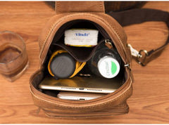 Leather Mens Cool Sling Bag Crossbody Bag Chest Bag for men