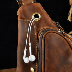 Leather Mens Cool Sling Bag Crossbody Bag Chest Bag for men - imessengerbags