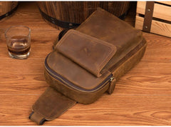 Leather Mens Cool Sling Bag Crossbody Bag Chest Bag for men - imessengerbags