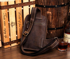 Leather Mens Cool Sling Bag Crossbody Bag Chest Bag for men - imessengerbags