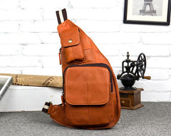 Leather Mens Cool Sling Bag Crossbody Bag Chest Bag for men