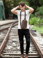 Leather Mens Cool Sling Bag Crossbody Bag Chest Bag for men - imessengerbags