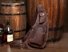 Leather Mens Cool Sling Bag Crossbody Bag Chest Bag for men - imessengerbags