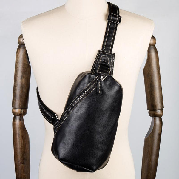 Leather Mens Cool Sling Bag Crossbody Bag Chest Bag for men - imessengerbags