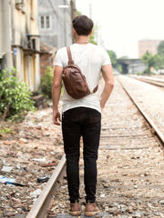 Leather Mens Cool Sling Bag Crossbody Bag Chest Bag for men - imessengerbags