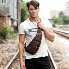 Leather Mens Cool Sling Bag Crossbody Bag Chest Bag for men - imessengerbags