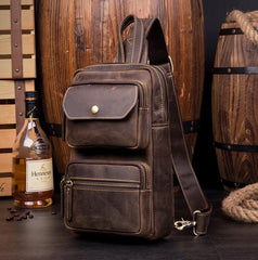 Leather Mens Cool Sling Bag Crossbody Bag Chest Bag for men - imessengerbags
