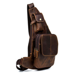 Leather Mens Cool Sling Bag Crossbody Bag Chest Bag for men