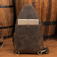 Leather Mens Cool Sling Bag Crossbody Bag Chest Bag for men
