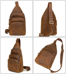 Leather Mens Cool Sling Bag Crossbody Bag Chest Bag for men