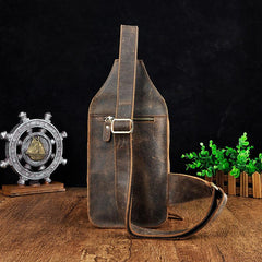 Leather Mens Cool Sling Bag Crossbody Bag Chest Bag for men