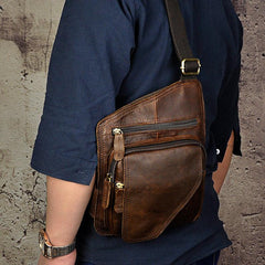 Leather Mens Cool Sling Bag Crossbody Bag Chest Bag for men - imessengerbags
