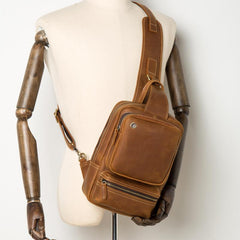 Leather Mens Cool Sling Bag Crossbody Bag Chest Bag for men