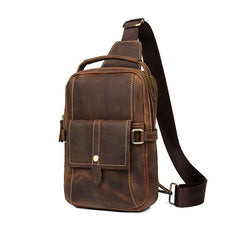 Leather Mens Cool Sling Bag Crossbody Bag Chest Bag for men