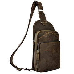 Leather Mens Cool Sling Bag Crossbody Bag Chest Bag for men