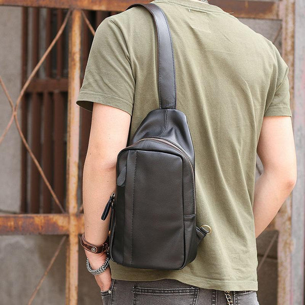 Leather Mens Cool Sling Bag Crossbody Bag Chest Bag for men - imessengerbags