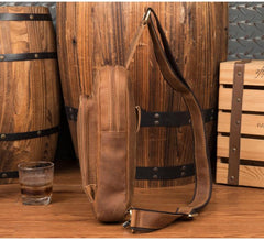 Leather Mens Cool Sling Bag Crossbody Bag Chest Bag for men