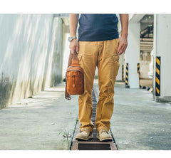Leather Mens Cool Sling Bag Crossbody Bag Chest Bag for men - imessengerbags