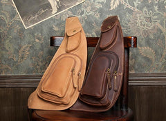 Leather Mens Cool Sling Bag Crossbody Bag Chest Bag for men - imessengerbags