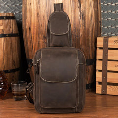 Leather Mens Cool Sling Bag Crossbody Bag Chest Bag for men