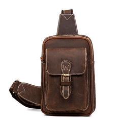 Leather Mens Cool Sling Bag Crossbody Bag Chest Bag for men - imessengerbags