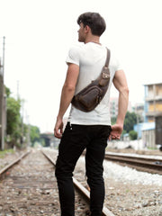 Leather Mens Cool Sling Bag Crossbody Bag Chest Bag for men - imessengerbags