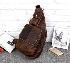Leather Mens Cool Sling Bag Crossbody Bag Chest Bag for men