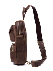 Leather Mens Cool Sling Bag Crossbody Bag Chest Bag for men - imessengerbags