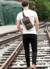 Leather Mens Cool Sling Bag Crossbody Bag Chest Bag for men - imessengerbags