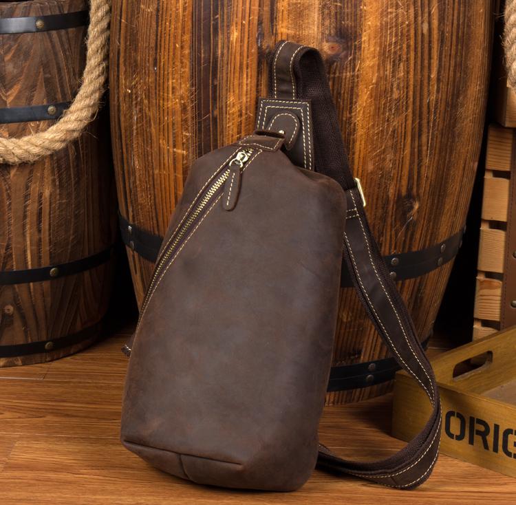 Leather Mens Cool Sling Bag Crossbody Bag Chest Bag for men - imessengerbags