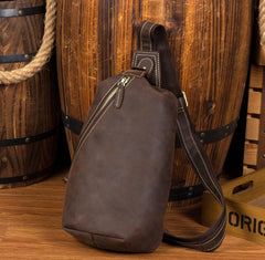 Leather Mens Cool Sling Bag Crossbody Bag Chest Bag for men - imessengerbags