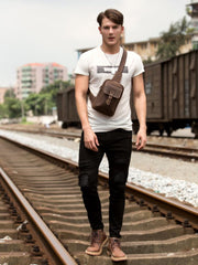 Leather Mens Cool Sling Bag Crossbody Bag Chest Bag for men - imessengerbags
