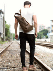 Leather Mens Cool Sling Bag Crossbody Bag Chest Bag for men - imessengerbags