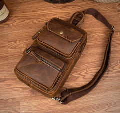 Leather Mens Cool Sling Bag Crossbody Bag Chest Bag for men - imessengerbags