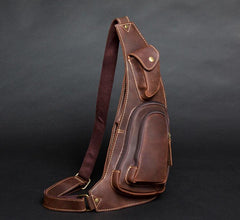 Leather Mens Cool Sling Bag Crossbody Bag Chest Bag for men - imessengerbags