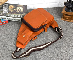 Leather Mens Cool Sling Bag Crossbody Bag Chest Bag for men