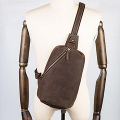 Leather Mens Cool Sling Bag Crossbody Bag Chest Bag for men - imessengerbags