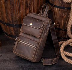 Leather Mens Cool Sling Bag Crossbody Bag Chest Bag for men - imessengerbags