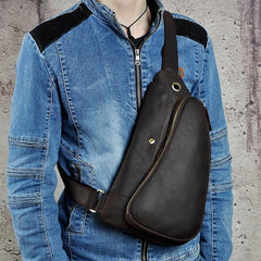 Leather Mens Cool Sling Bag Crossbody Bag Chest Bag for men - imessengerbags