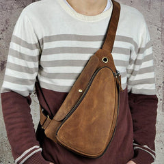 Leather Mens Cool Sling Bag Crossbody Bag Chest Bag for men - imessengerbags