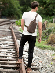 Leather Mens Cool Sling Bag Crossbody Bag Chest Bag for men - imessengerbags