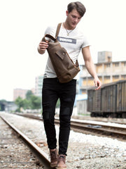 Leather Mens Cool Sling Bag Crossbody Bag Chest Bag for men - imessengerbags