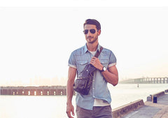 Leather Mens Cool Sling Bag Crossbody Bag Chest Bag for men